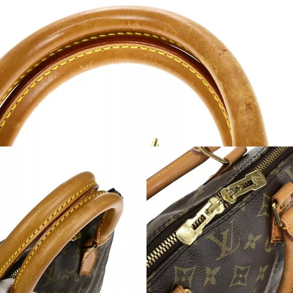 LOUIS VUITTON LV Logo Alma Hand Bag Monogram Leather Brown France - Picture 13 of 16